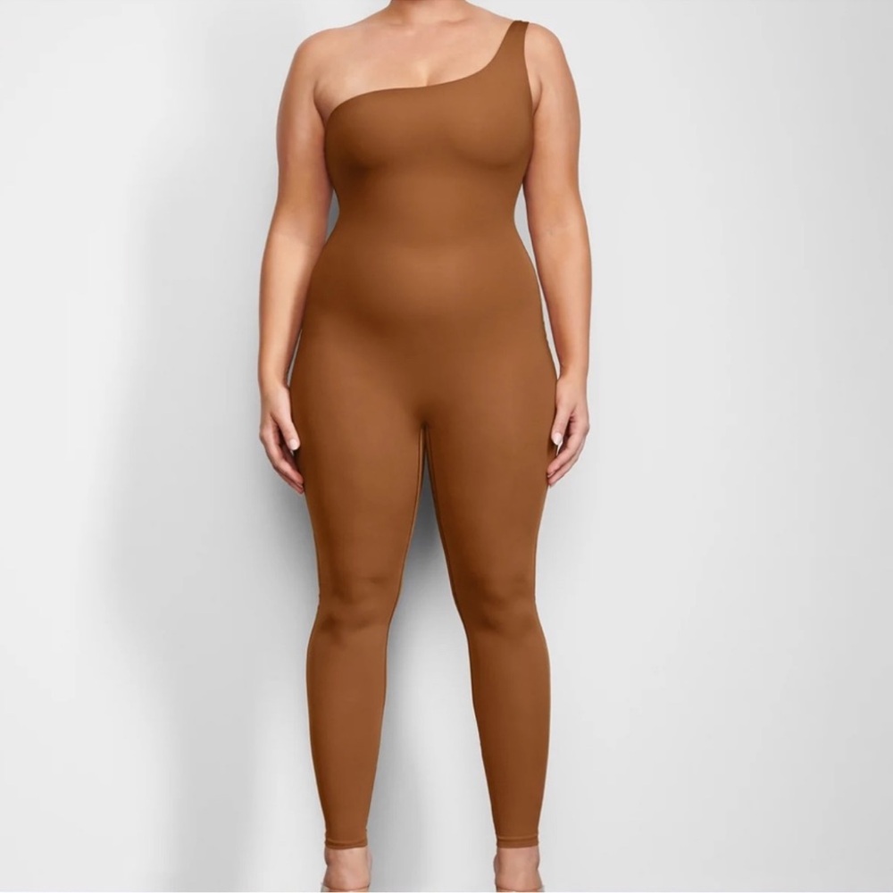 Skims One-Shoulder Bronze jumpsuit nwt